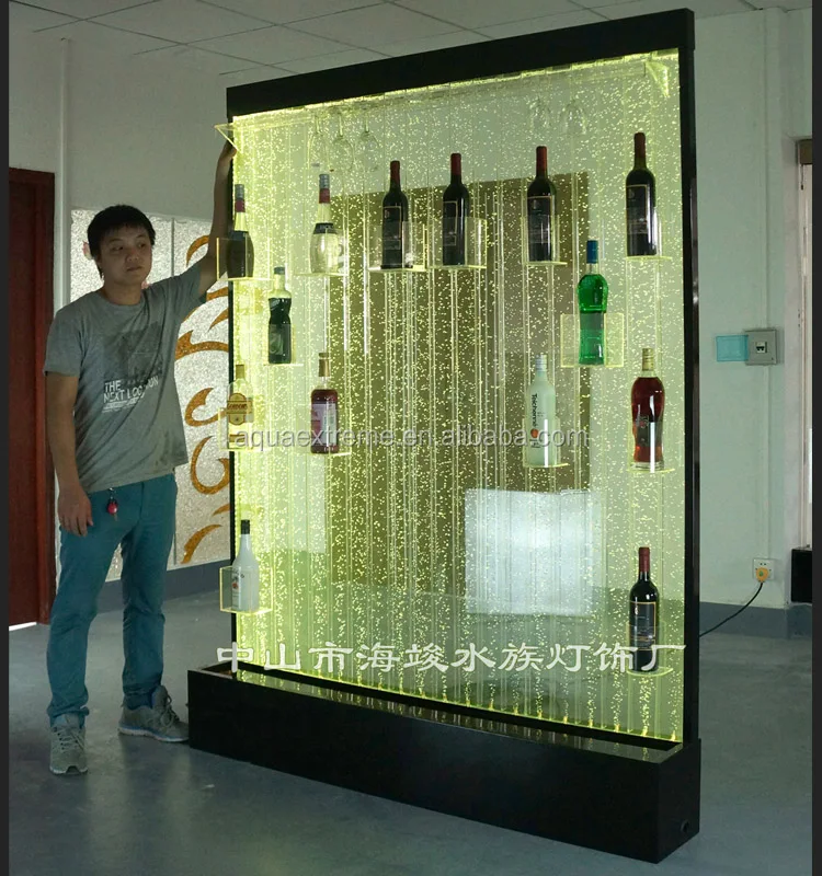 Customized acrylic led lighting water bubble wall wine cabinet for bar decoration