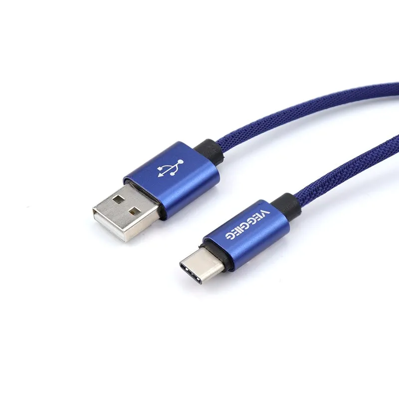 Nylon Braided Fast Charger Cord Charging Cable USB C Cable Mobile Phone Type C Devices Charger 1 Pcs Blue Copper+pvc Micro-usb