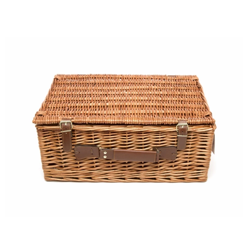 Honey color willow hamper with straps