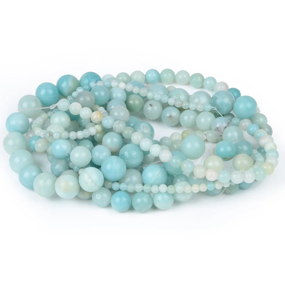 Single Color Light Blue Amazonite Beads