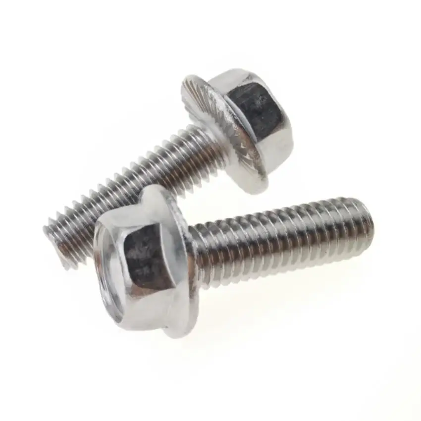 Hex Flange Head Screws with Serration M8 Stainless Steel Fastener