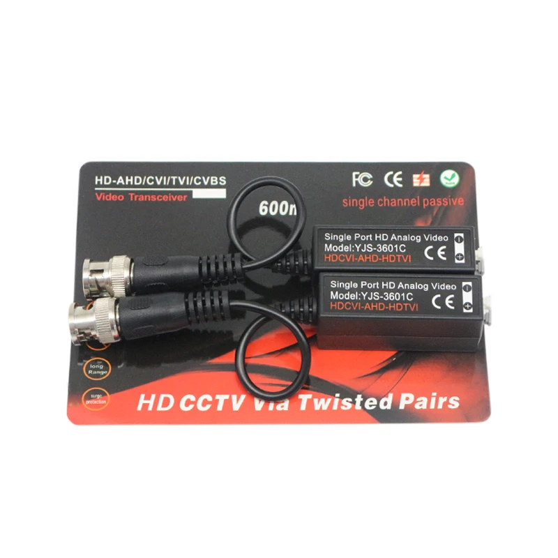 YJS-3601C CCTV Accessories AHD/HDTVI/HDCVI/CVBS single-channel passive hd video balun for cctv camera