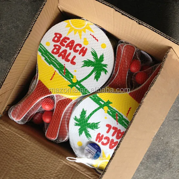 Sports wooden paddle ball beach racket