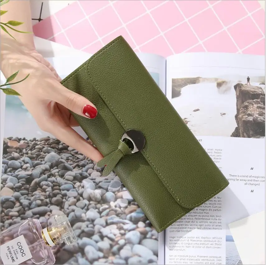 2018 fashion woman solid color long wallet without logo