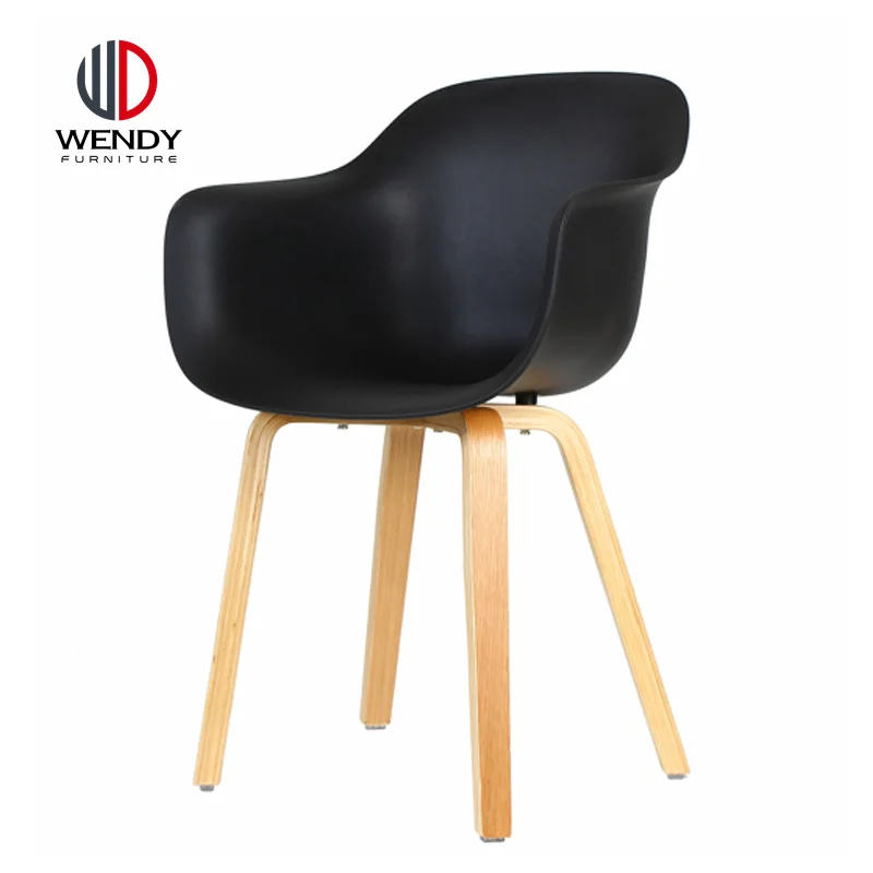 Modern design fashion dining chair wooden legs Plastic coffee shop chair
