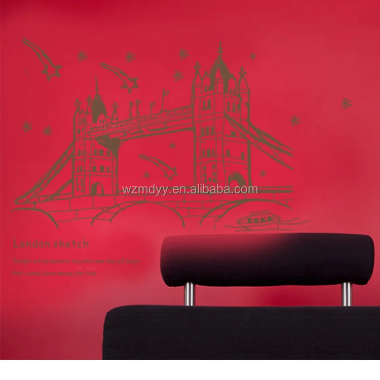 London bridge design home decoration wall sticker removable diy wall sticker