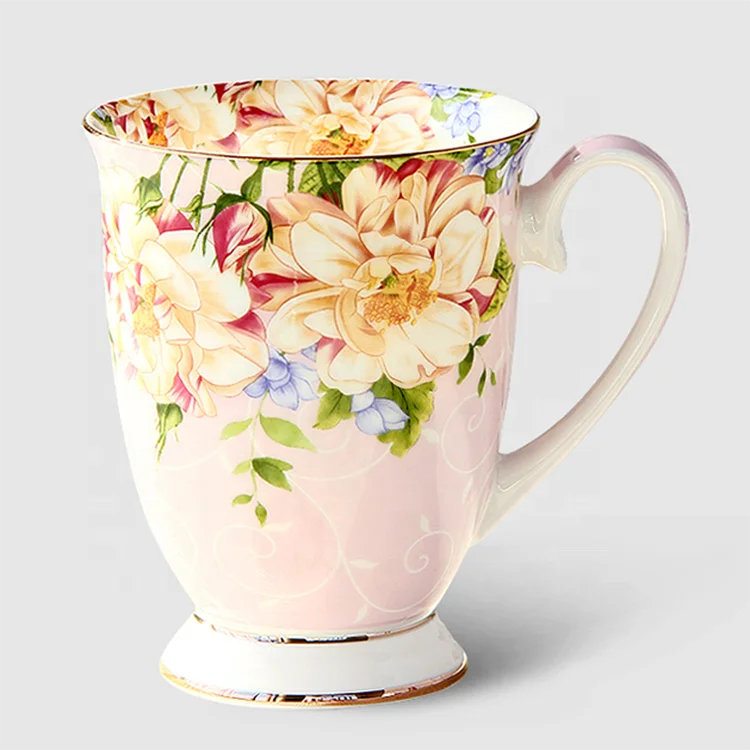 Christmas souvenir coffee mug gift fine bone china mini coffee mug gold rim handle barrel mug