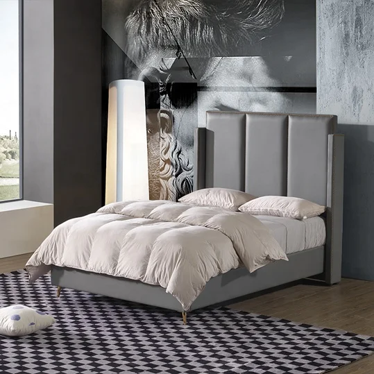 Modern Design Bedroom Furniture Leather Soft Headboard Upholstered Creative Bed Curved Personality Modern Bed