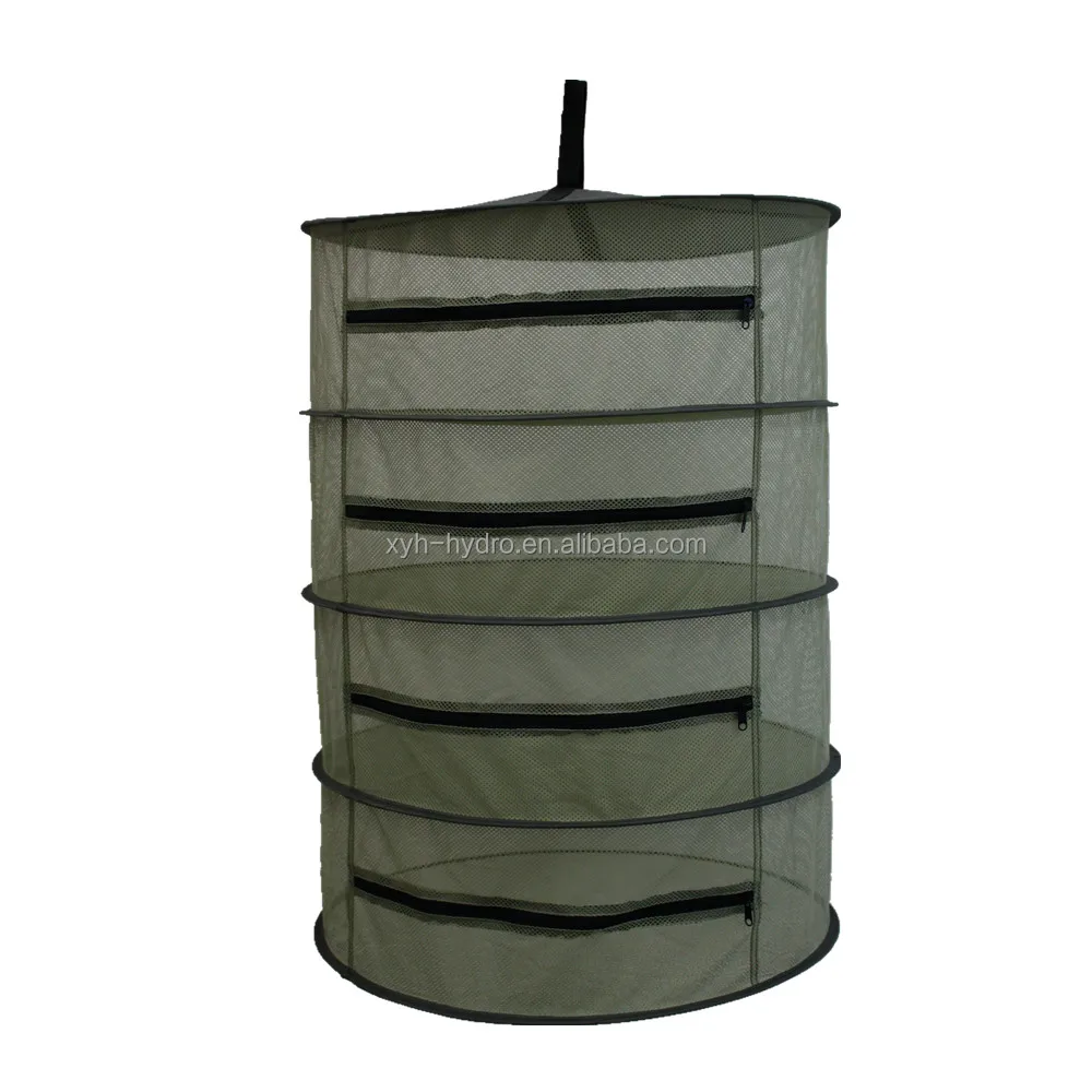 Amazon hot selling Zipper dry net grow tent drying racks/Hanging Round Mesh Herb Dry Net with zipper