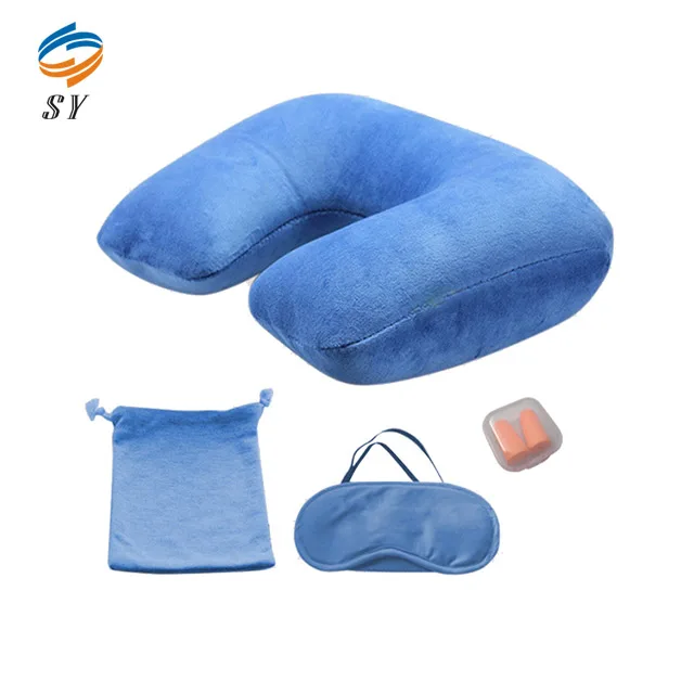 Портативные дорожные комплекты для сна, комплект принадлежностей для авиакомпании с подушкой, затычками для ушей и глазным патчем