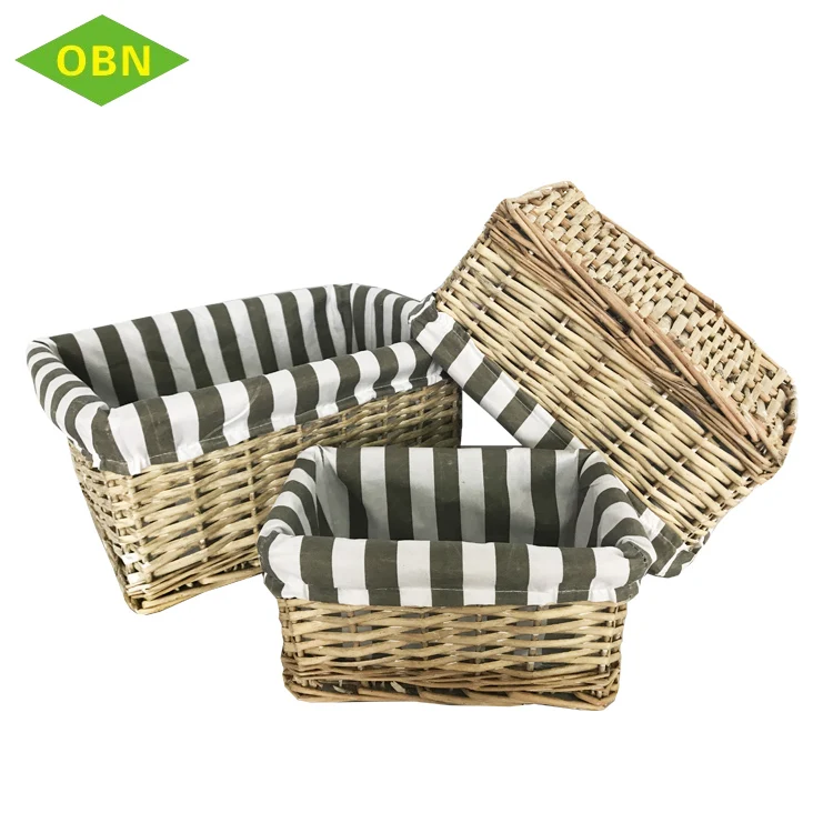 
Hot selling white wicker woven square baby gift storage basket 