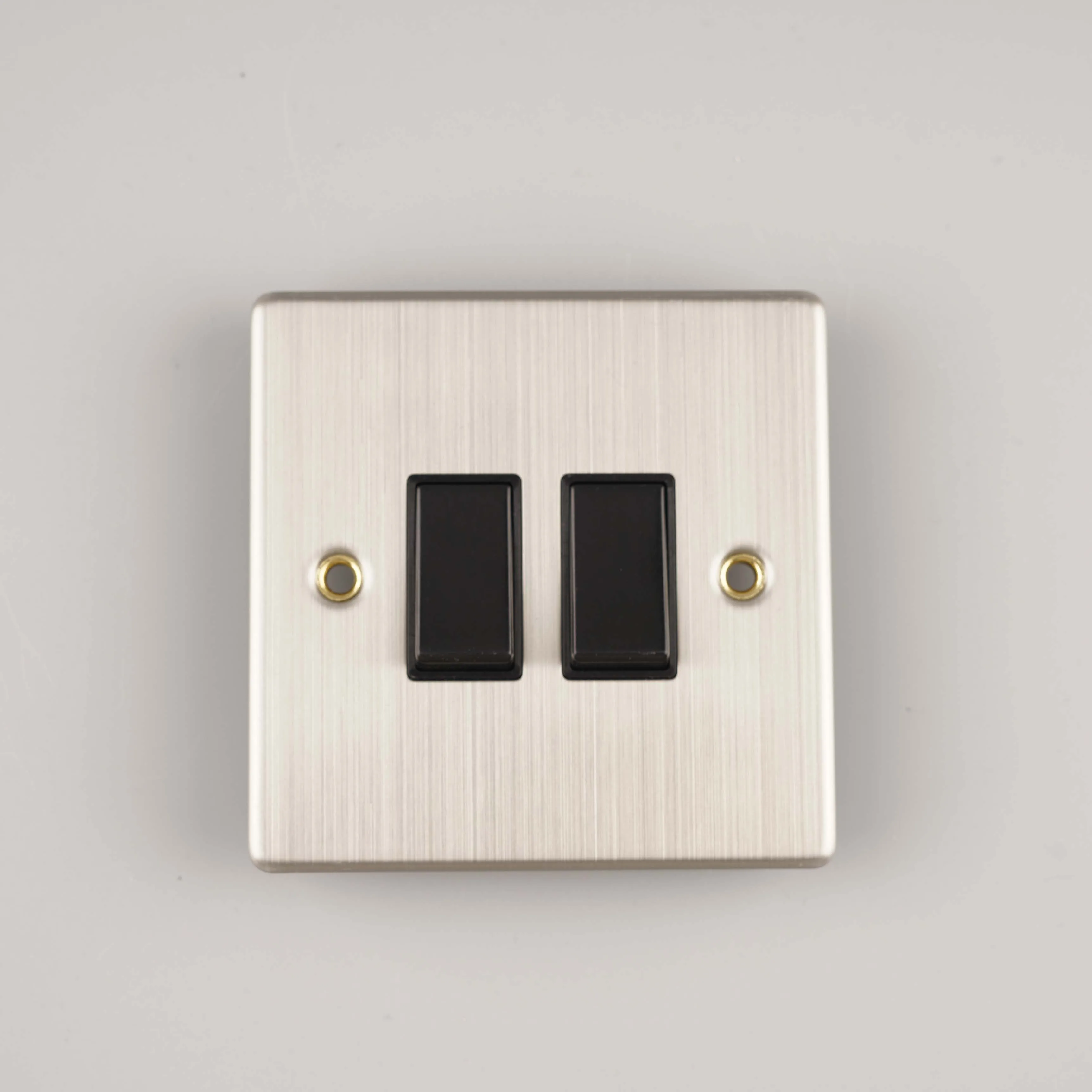 WK British Standard Stainless Steel 2 Gang 2 Way 10AX Electrical Wall Switch