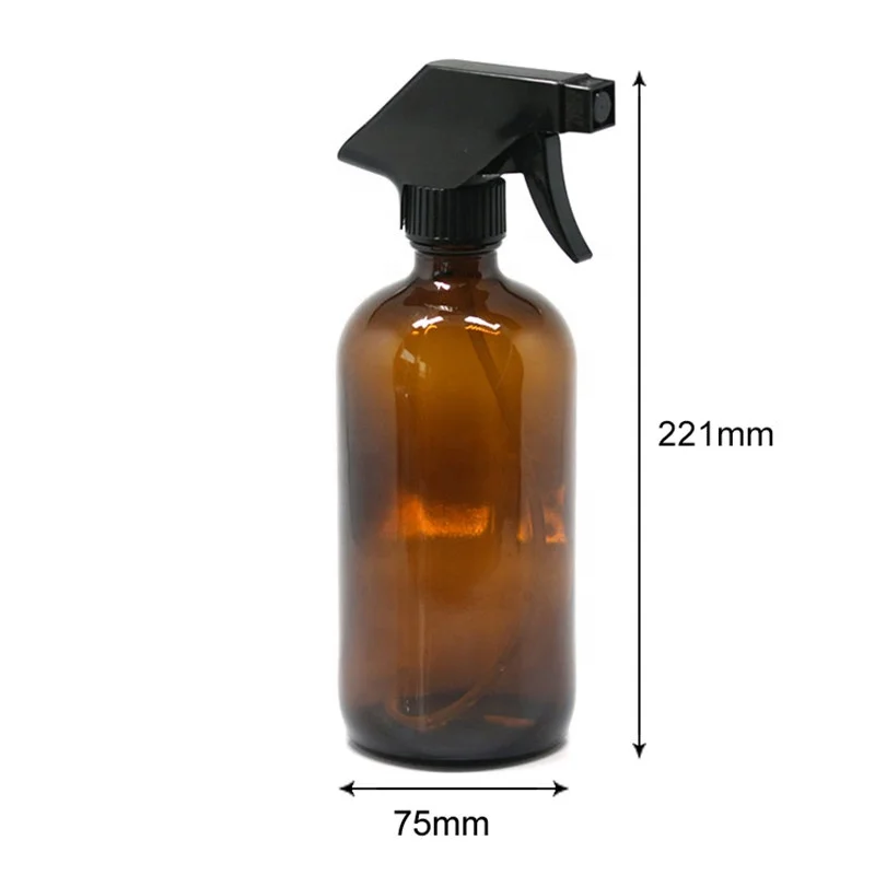 500ml 500ml 16oz Amber Glass Spray Bottles with Black Sprayer Trigger for Essential Oil Aromatherapy cleaning