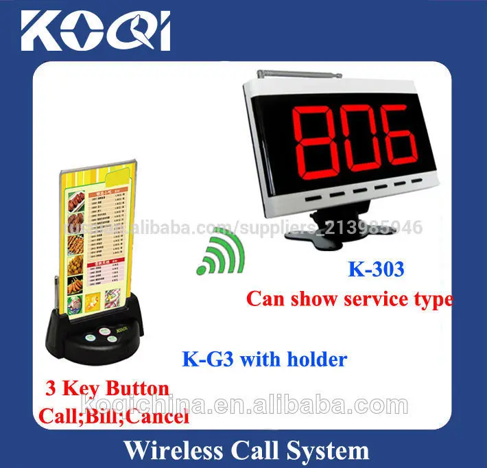 restaurant buzzer system KR- 303+g3 with menu holder stand 3 buttons