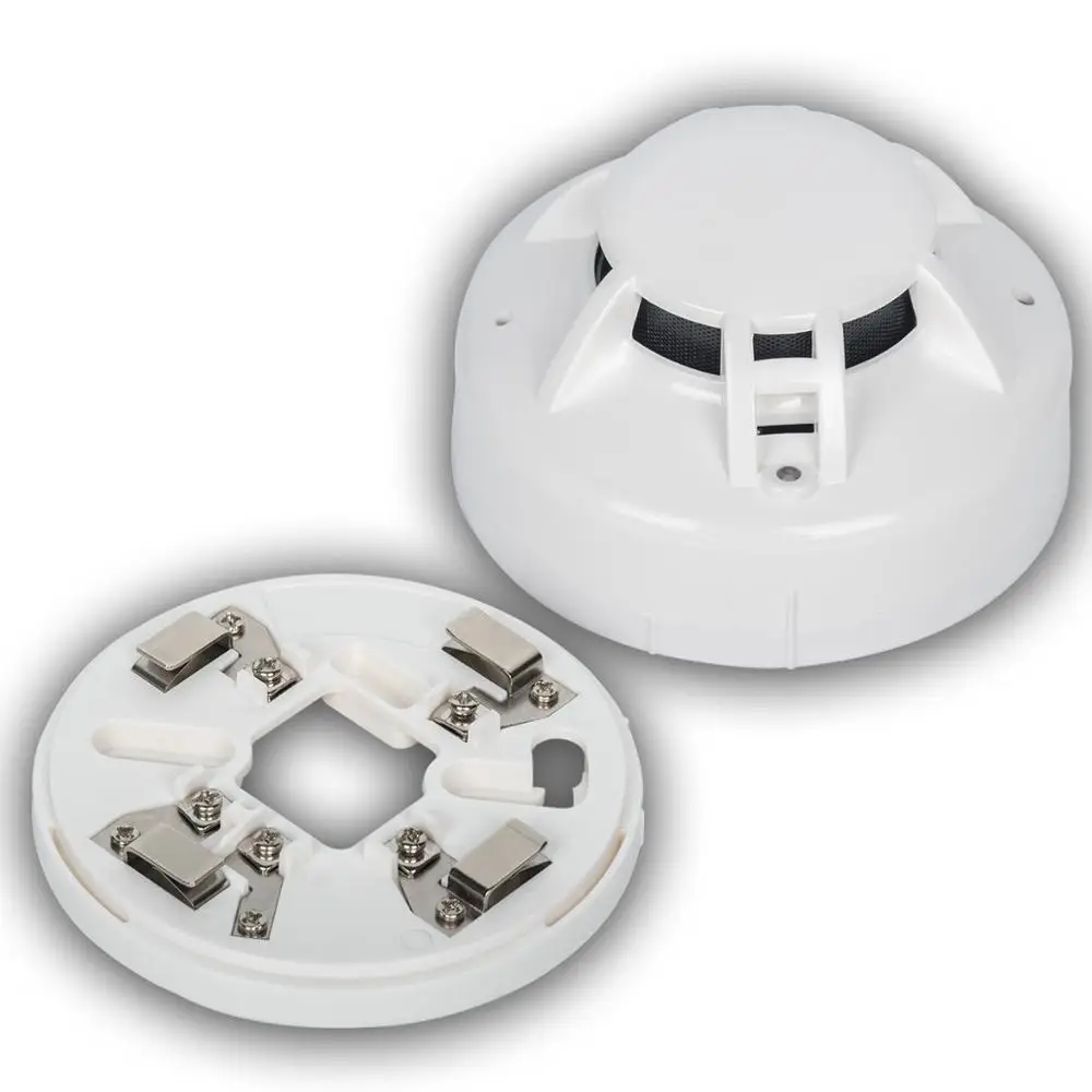 12V 24V DC 2-Wire Smoke Detector, Wired  Plastic Cover Optic-Electronic Fire Alarm Smoke Detector With Relay