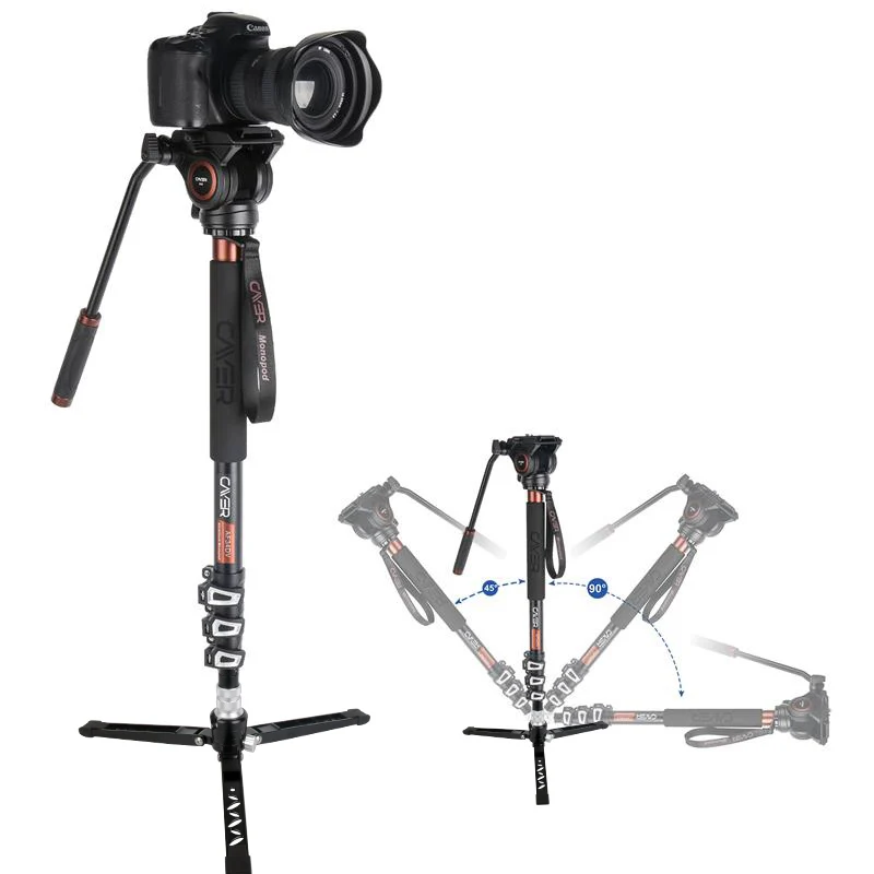 New product video camera monopod Cayer AF34DVH4 aluminum monopod with monopod telescopic legs