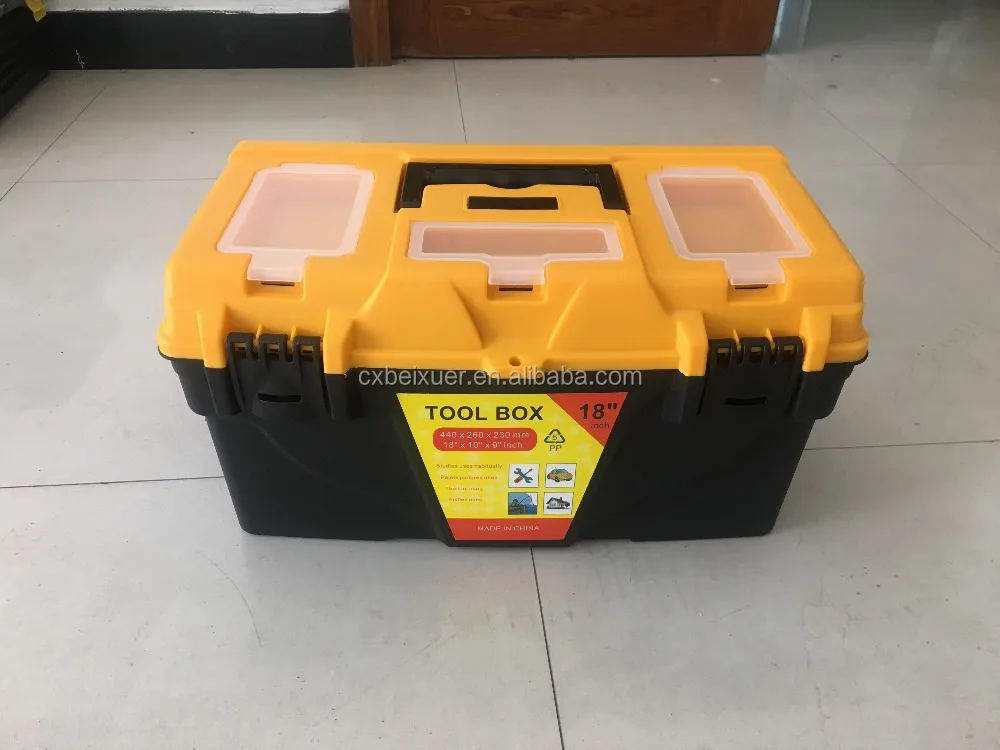 High quality plastic tool box Plastic storage box comes with a removable tray A18