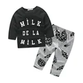 Boys Summer Cotton Clothes sets Smile Face Printed Cute T shirts pants kids pajama clothing set