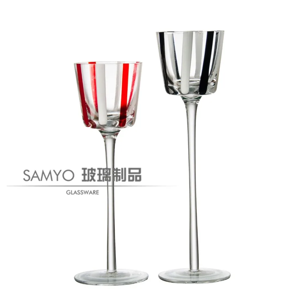 Samyo Glassware Manufacturer red mercury price candle holder stick
