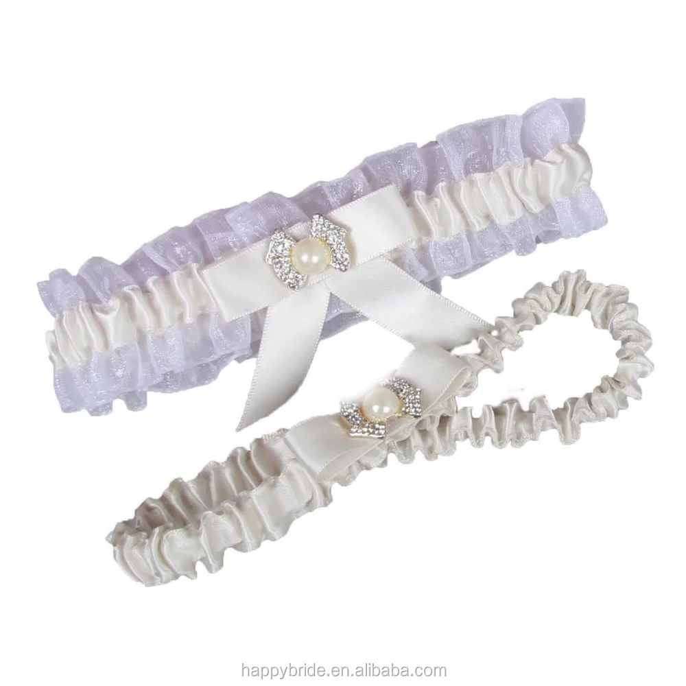 Factory cheap Handmade Silk Ribbon Wedding Leg Garter Belt HT0088