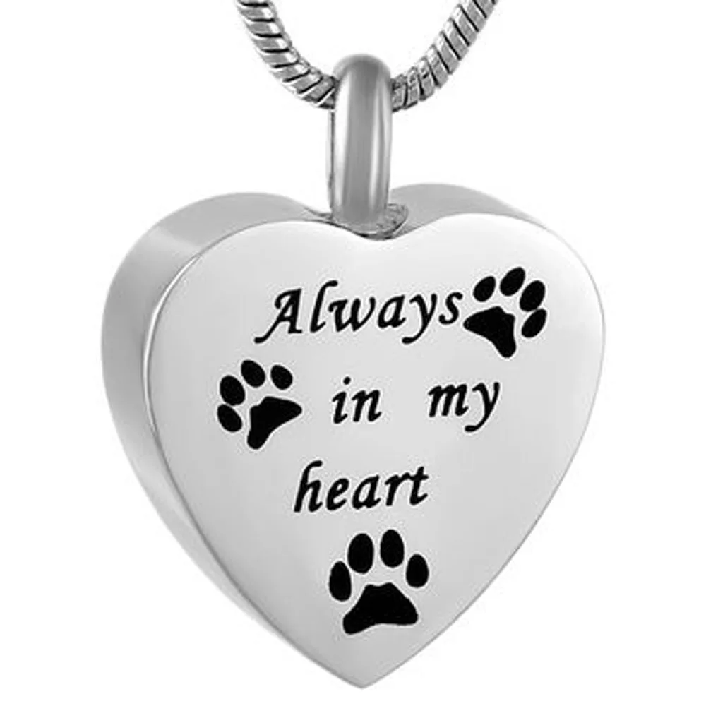 Pet Memorial  Necklace for Ashes Cremation Urn Pet Pendant for Ashes Dog Cat Paw Print Memorial Jewelry
