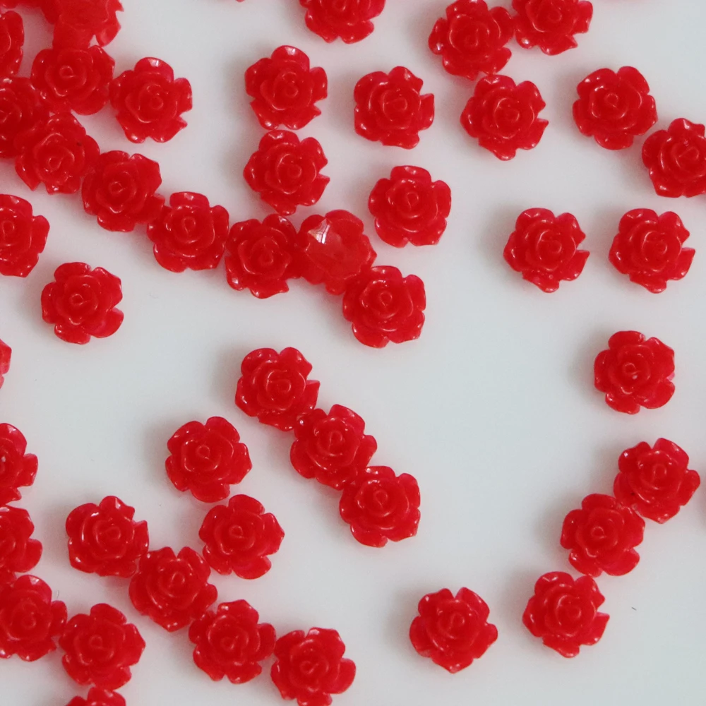 
DIY Handcrafted Mixed Resin Rose Flowers Flat Base Resin Flower Cabochons Jewelry Beads Embellishments 7MM 