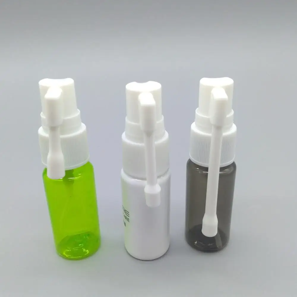 
15ml Medicinal Sterilized Plastic Nasal Spray Bottles With Long Nozzle And Rocker Pump 