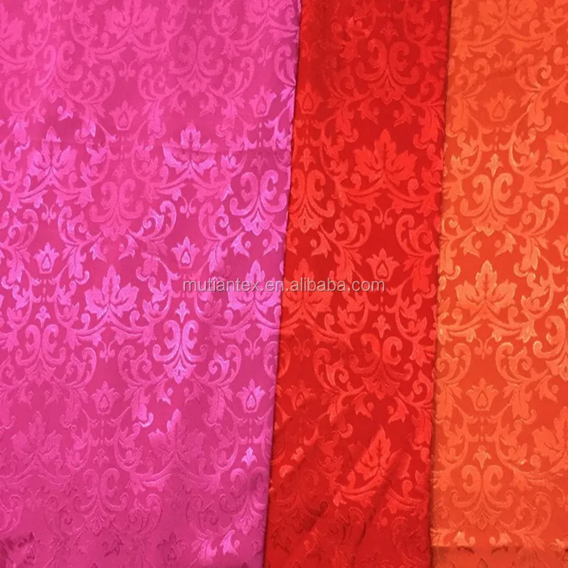 factory supply beautiful 100%polyester shining jacquard satin damask tablecloth fabric