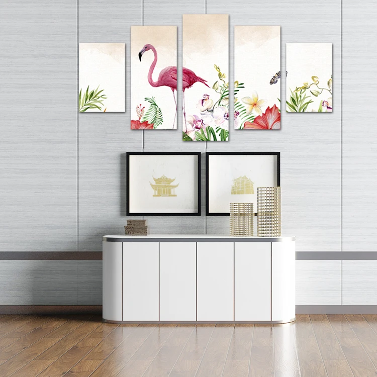 
Wall art decorative 5-piece handmade abstract flower crane painting oil painting canvas 