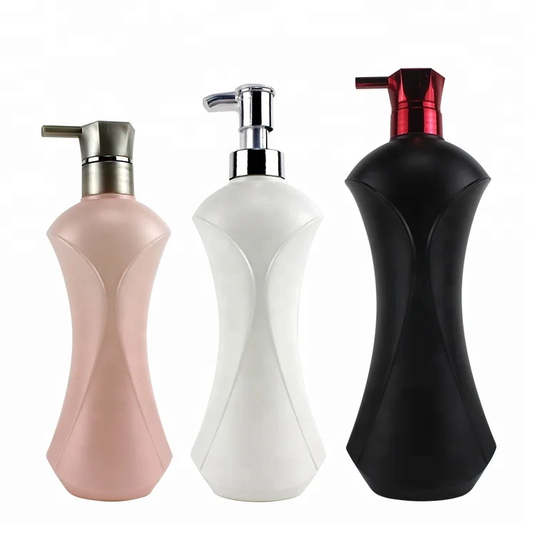 Custom Size Slender Waist  Bottle With Pump Manufacturer Plastic Black Hdpe Shampoo Bottle