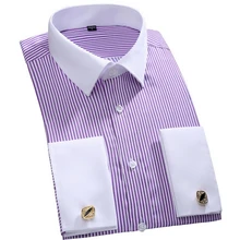 French Cuff Button Men Dress Shirts 2016 New Winter Formal Brand Non Iron Luxury Long Sleeve Business Fashion Shirts E1246