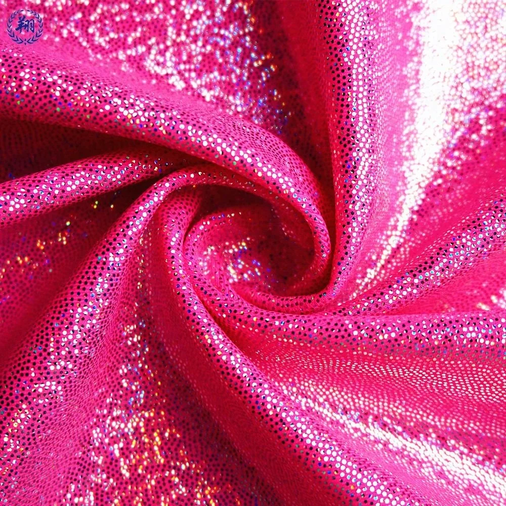 Custom Shiny Nylon Spandex Foil Print Fabric For Swimwear