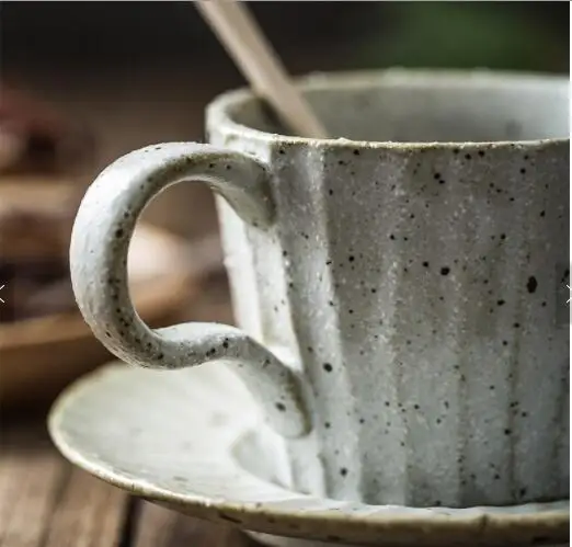 Japan Style Brief Pottery Cups and Mugs Handgrip Ceramic Coffee Mug with Tray Set Drinking Ceramic Coffee Cup and Mugs Saucer