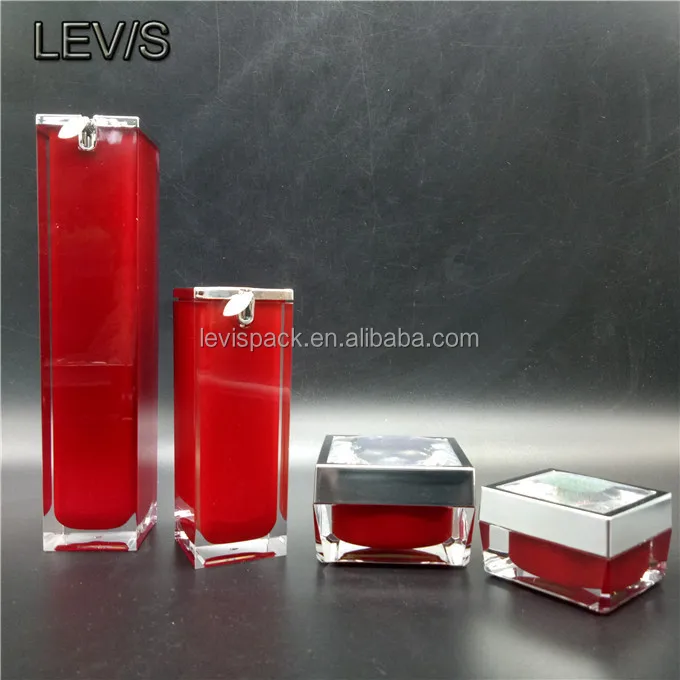 
High end market squareluxury cosmetic packaging set bottle and jars 