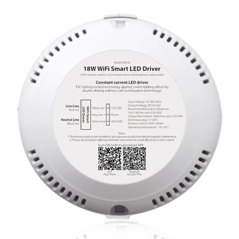 Светодиодный драйвер 18 Вт, 36 В, 300 мА, светодиодный драйвер постоянного тока с регулируемой яркостью для умных светильников