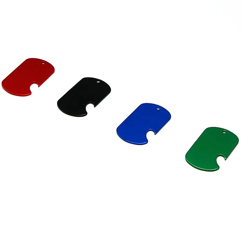 China manufacture customized aluminum anodized colored blank dogtag and bottle opener