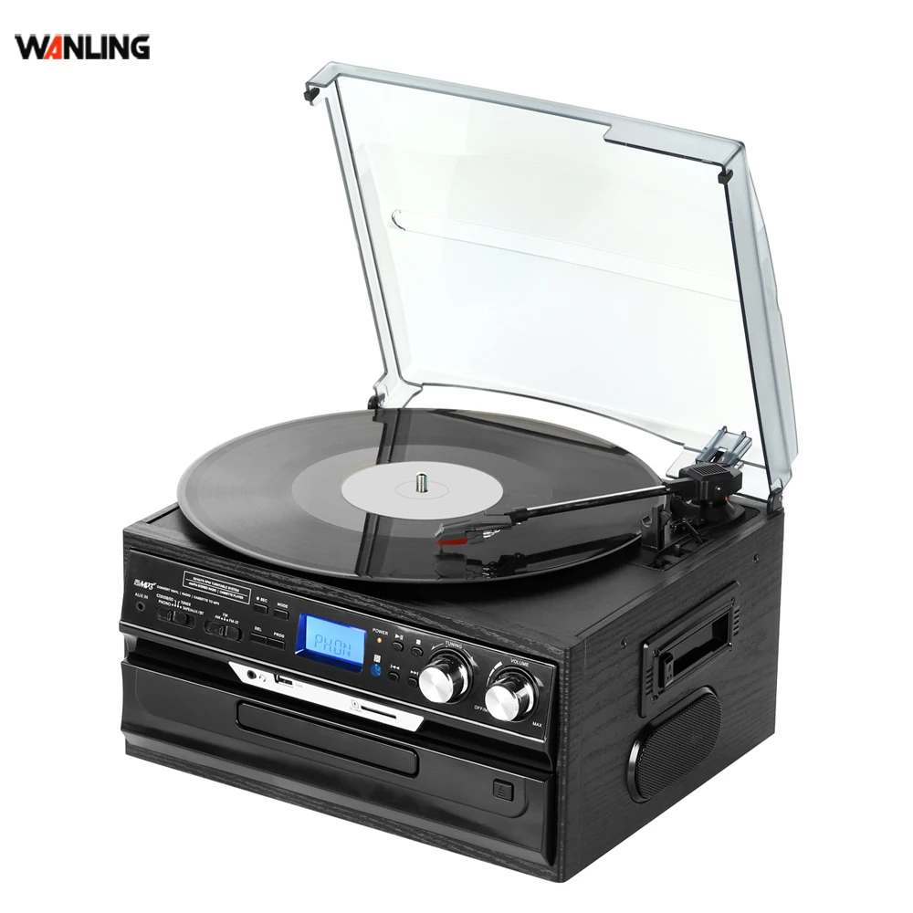 All in one turntable player multiple record player turntable cd record cassette radio player