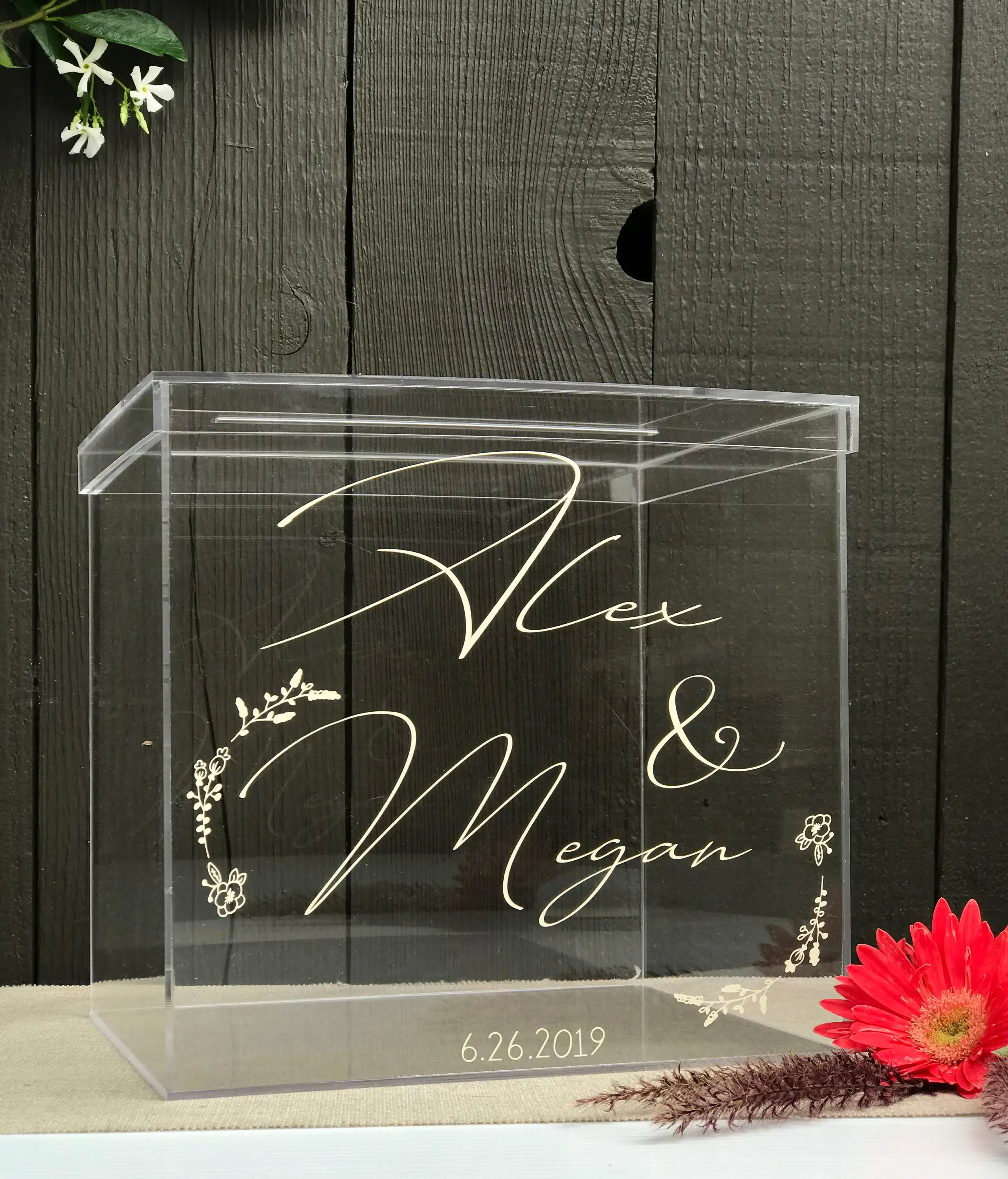 Персонализированная Коробка для свадебных карт со слотом акриловая прозрачная коробка с крышкой 100