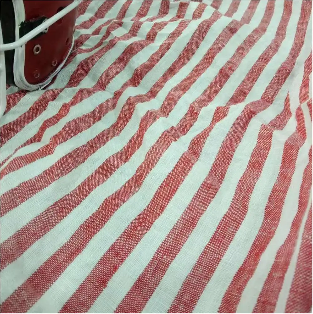 Тонкая 100% льняная пряжа окрашенная тканая ткань