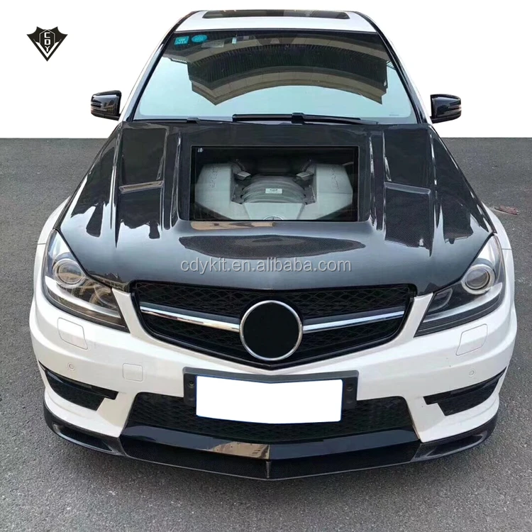 W204 engine hood high quality carbon fiber front car hood for c class w204 model good fitment