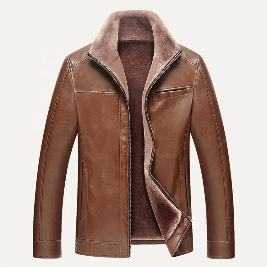 Custom Excellent Quality Latest Design  Buy fake leather fur Jacket Mens Winter faux leather Jacket