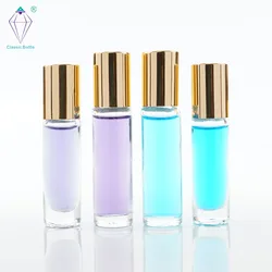 Stock 1/3 Oz Empty Transparent Amber Blue And Green 10 Ml Roll On Glass Bottles For Cosmetic Skin Care Packaging