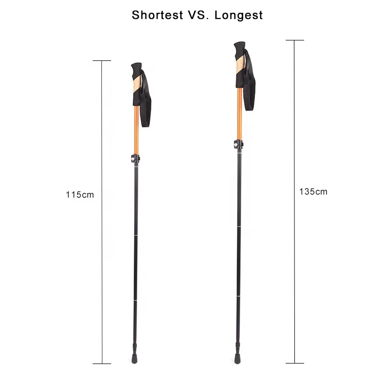 Anti Shock W-Folding Aluminum Fashionable Luxury Foldable Adjustable Nautical Hiking Pole With Quick Inner Lock