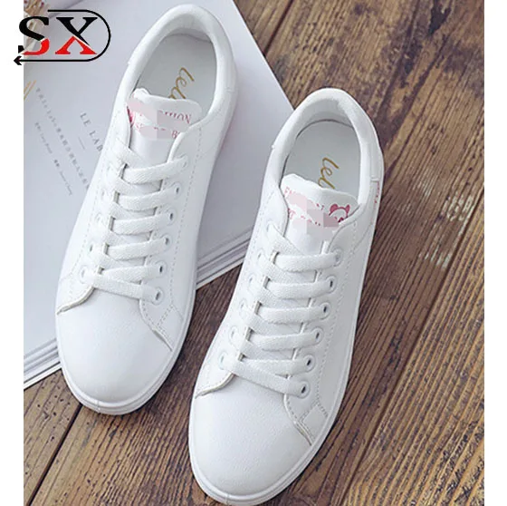 Comfortable White Breathable New Style Ladies Pu Shoes / Women Casual Flat Shoes