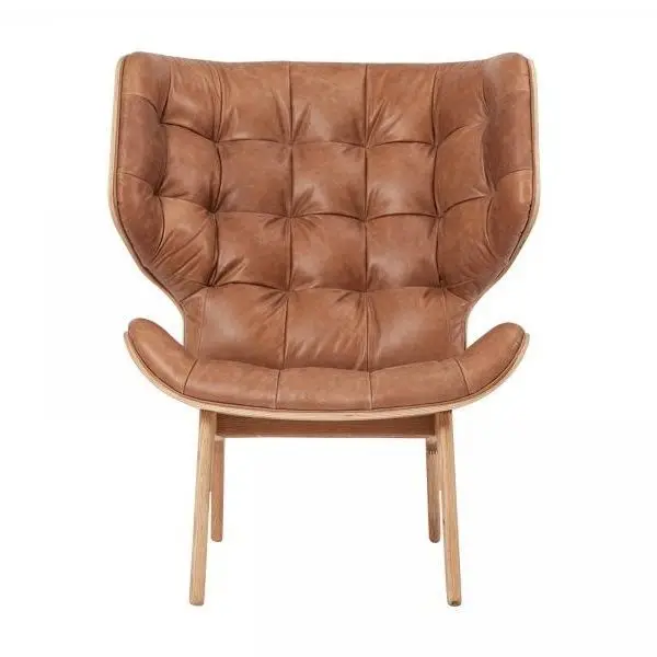 
Vintage design furniture house Grey leather bentwood Mammoth lounge chair 