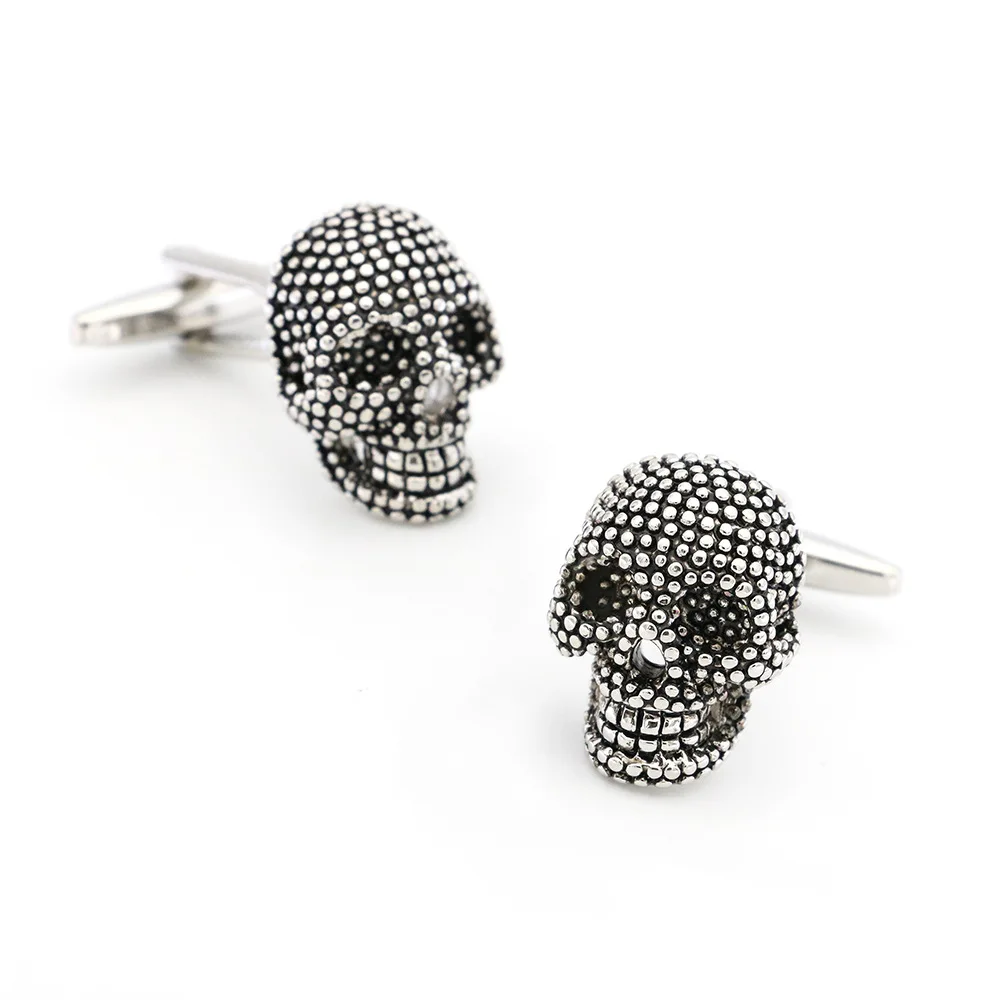 fashion high quality stainless steel engraved blanks big gemstone crystal skull cufflink