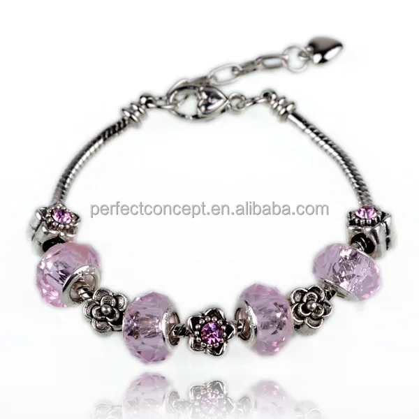 2019 Fashion European Charm Women Multicolor Murano Glass Beads Bracelet 925 silver jewelry