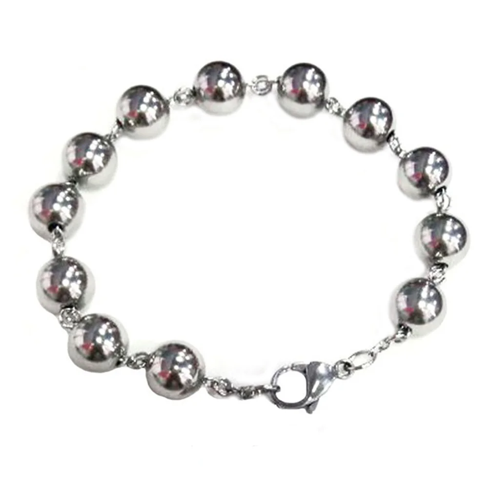 Olivia New Fashion Never Fade 316l Stainless Steel Strand Bangle Silver Stretchable Ball Beaded Bracelets