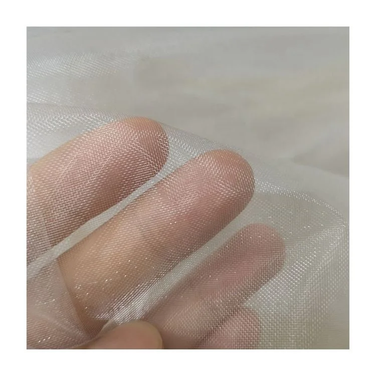 Bright Silk Glass Organza Fabric Shiny White Pearl Yarn For Dresses/Decorative Cloth