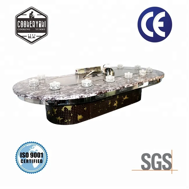 
Industrial Indoor Induction Plate Hibachi Grill Teppanyaki Table 